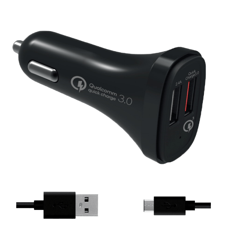 Ładowarka samochodowa Winner Group 2x USB z szybkim ładowaniem QC3 z kablem USB-C